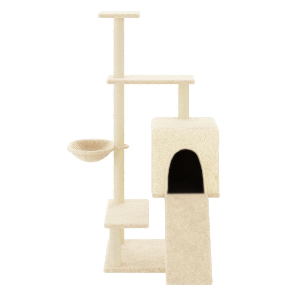 vidaXL Cat Tree with Sisal Scratching Posts Cream 130.5 cm