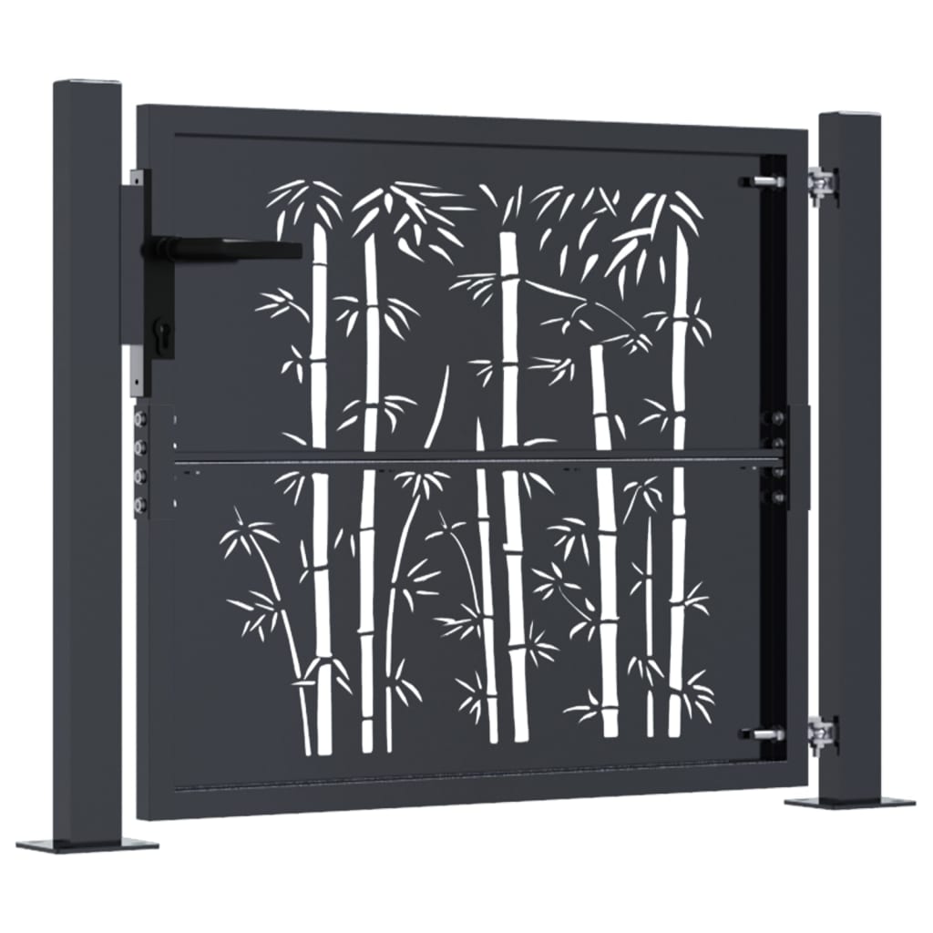 vidaXL Garden Gate Anthracite 105x105 cm Steel Bamboo Design