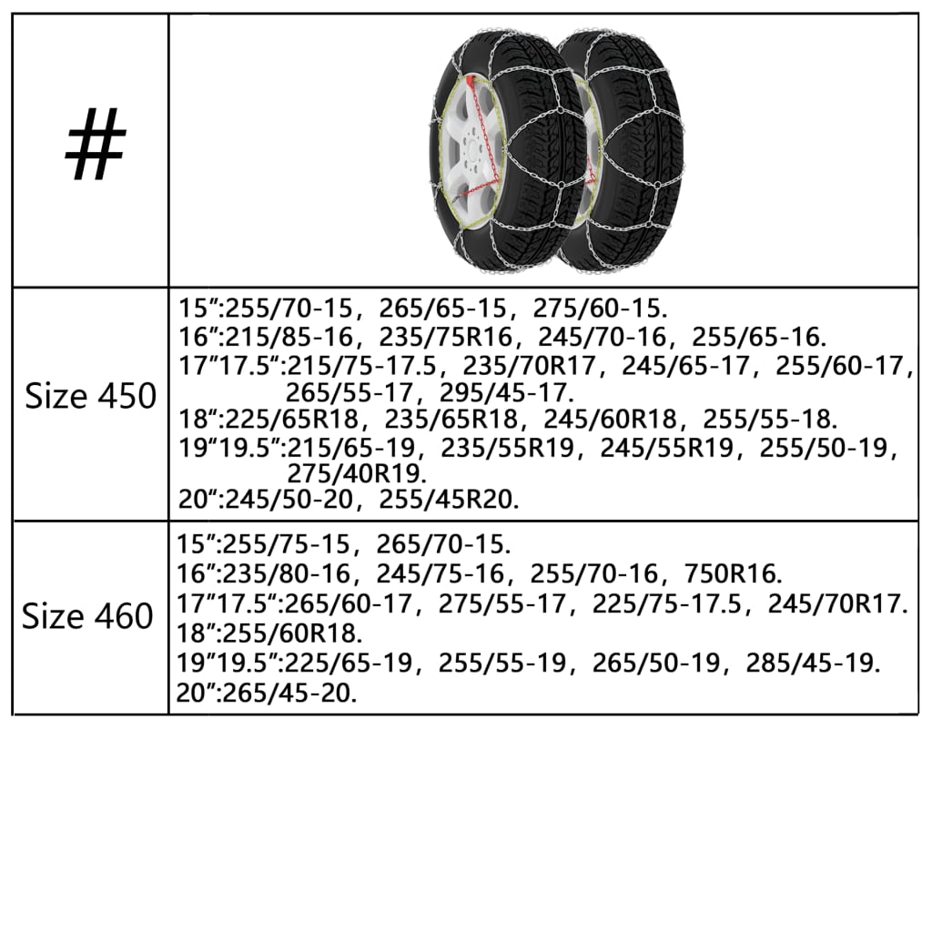 vidaXL Car Tyre Snow Chains 2 pcs 9 mm KN70