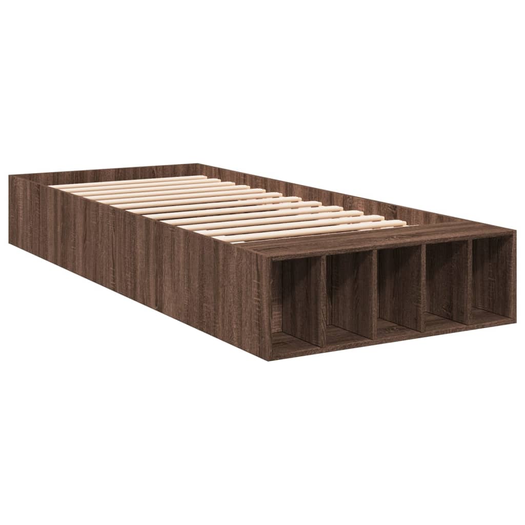 vidaXL Bed Frame Brown Oak 100x200 cm Engineered Wood