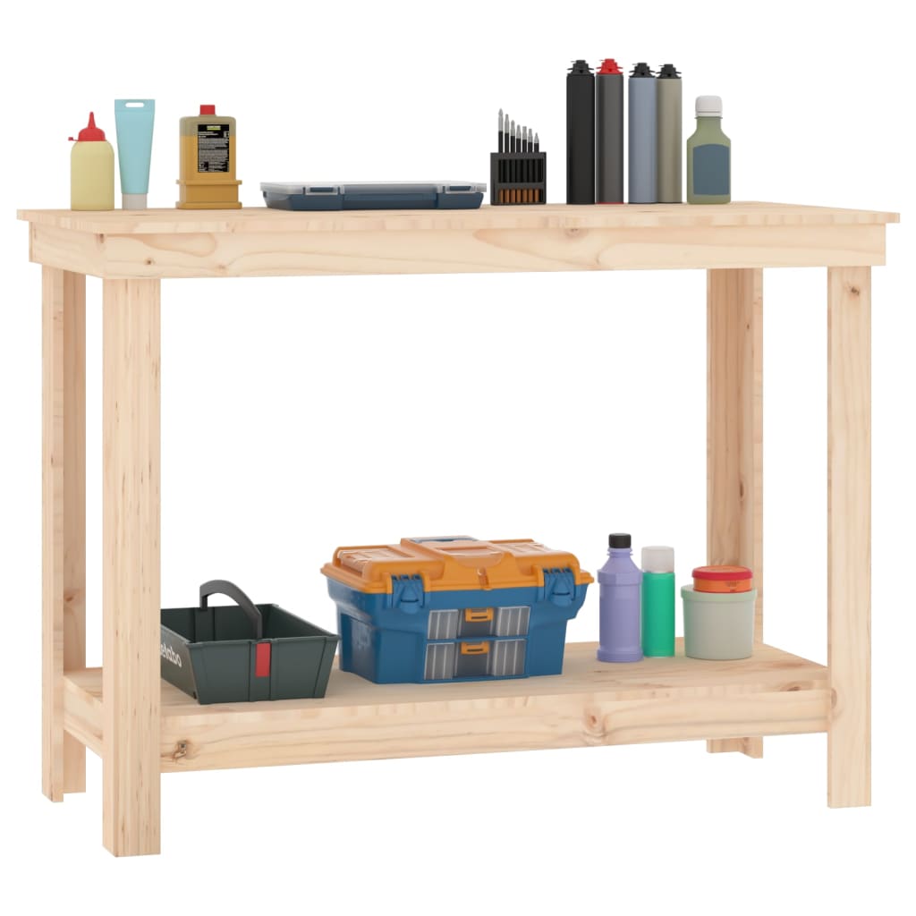 vidaXL Work Bench 110x50x80 cm Solid Wood Pine