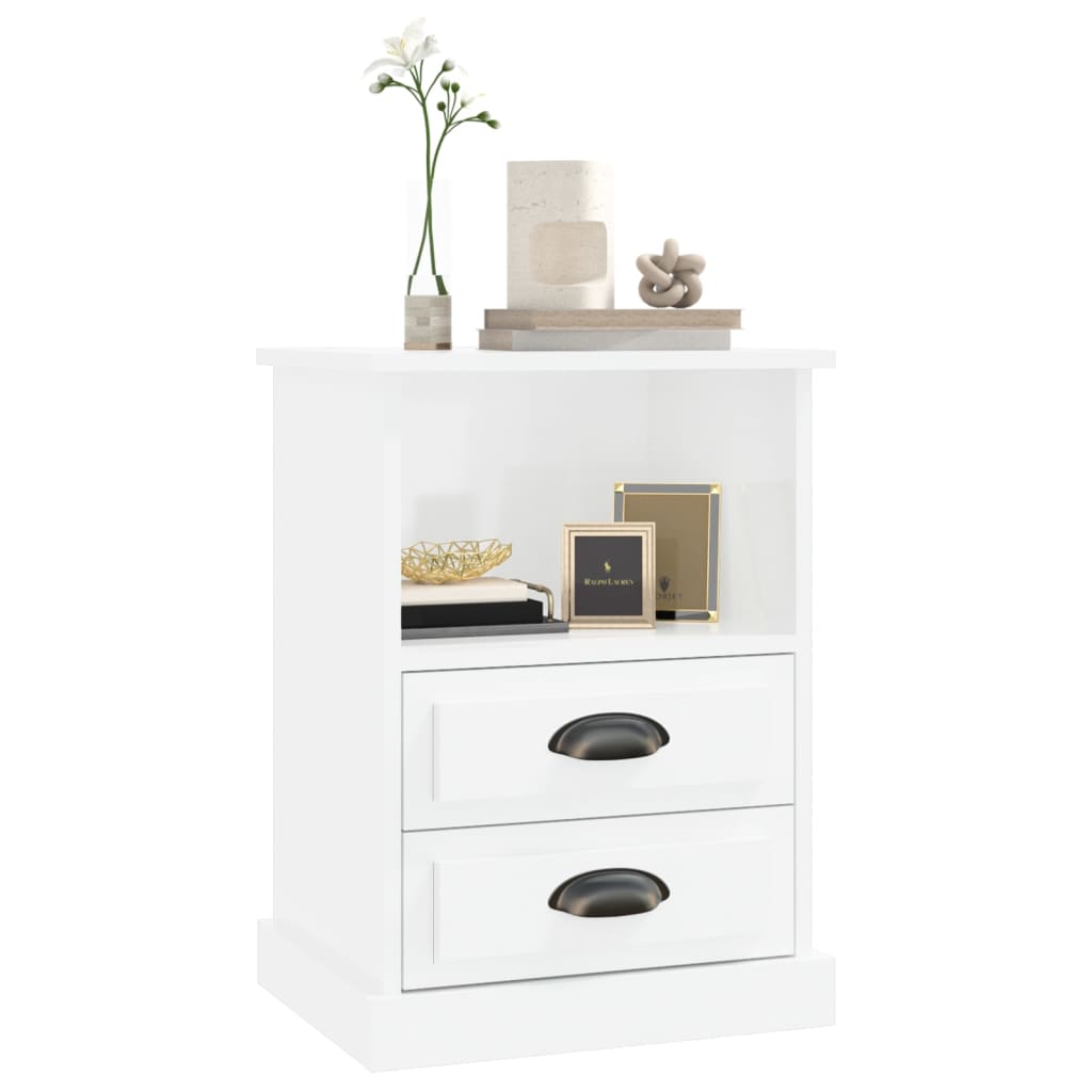 vidaXL Bedside Cabinets 2 pcs High Gloss White 43x36x60 cm