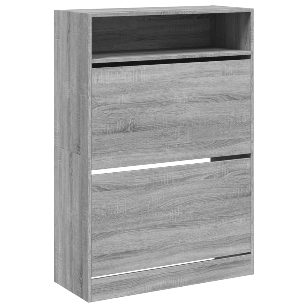 vidaXL Shoe Cabinet with 2 Flip-Drawers Grey Sonoma 80x34x116 cm