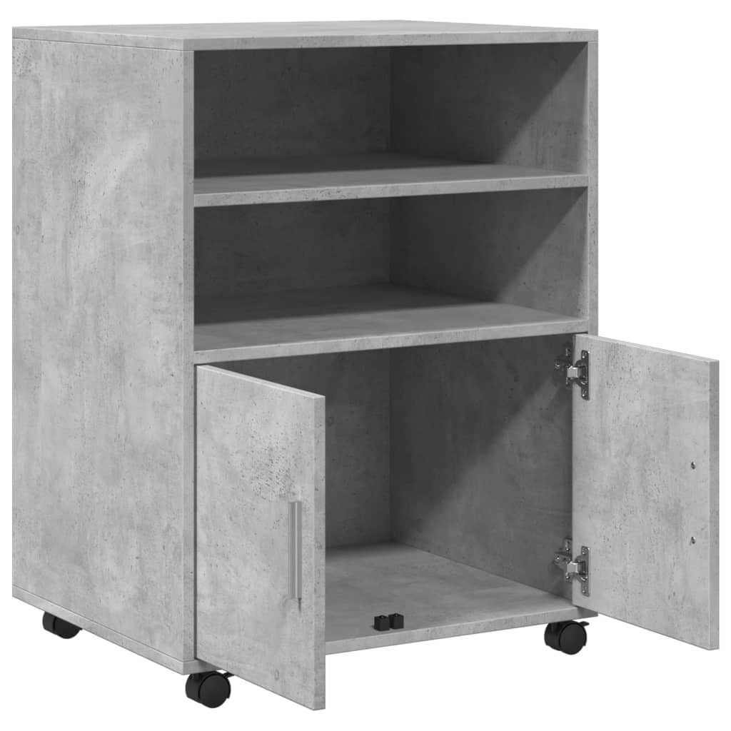 vidaXL Rolling Cabinet Concrete Grey 60x48x81 cm Engineered Wood