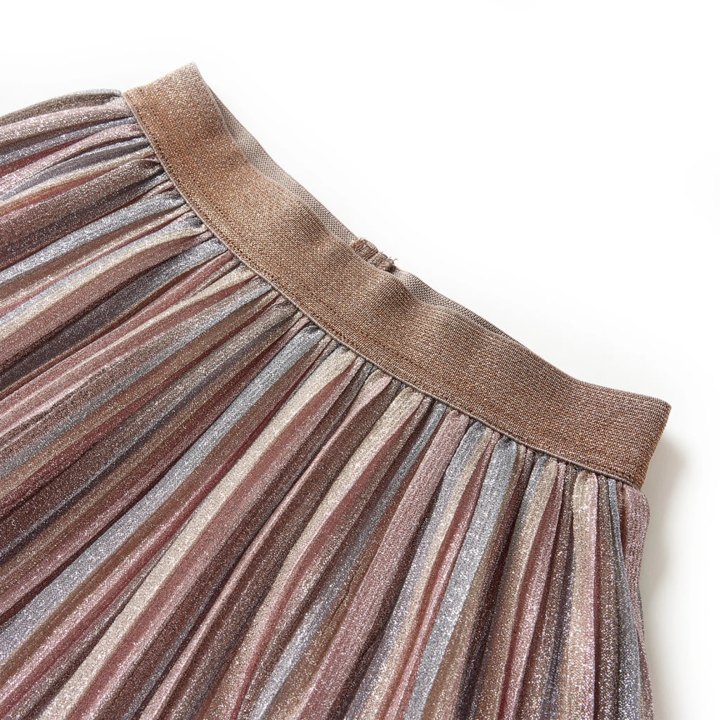 Kids' Pleated Skirt with Glitters Brown and Pink 140