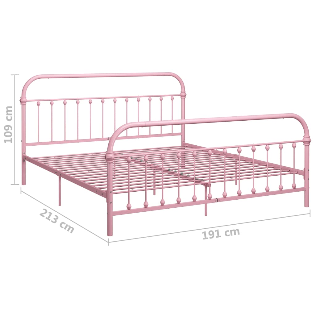 vidaXL Bed Frame without Mattress Pink Metal 180x200 cm Super King