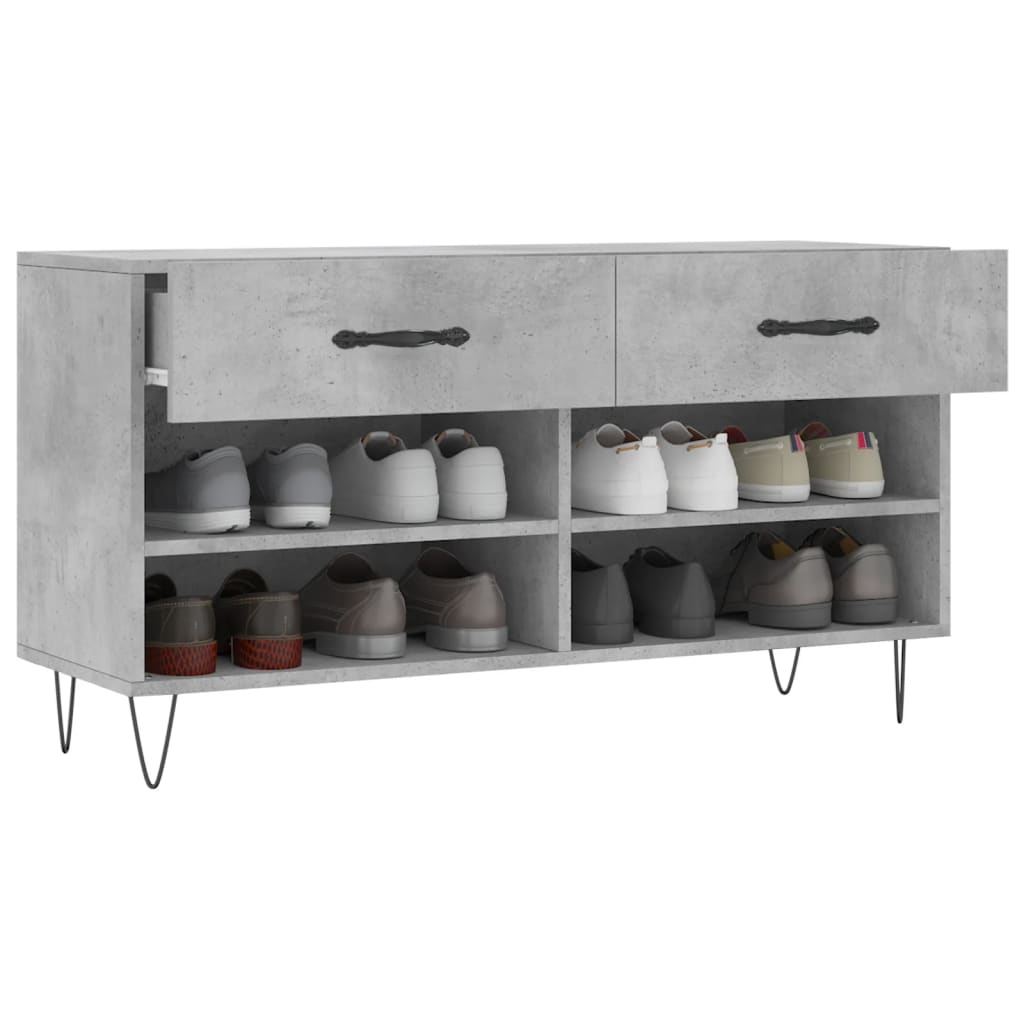 vidaXL Shoe Bench Concrete Grey 102x35x55 cm Engineered Wood