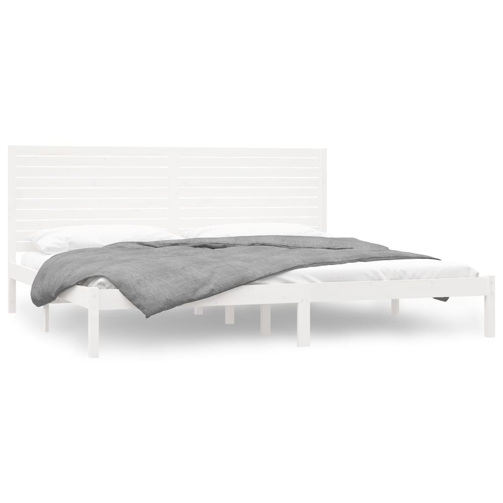 vidaXL Bed Frame White Solid Wood 180x200 cm Super King Size