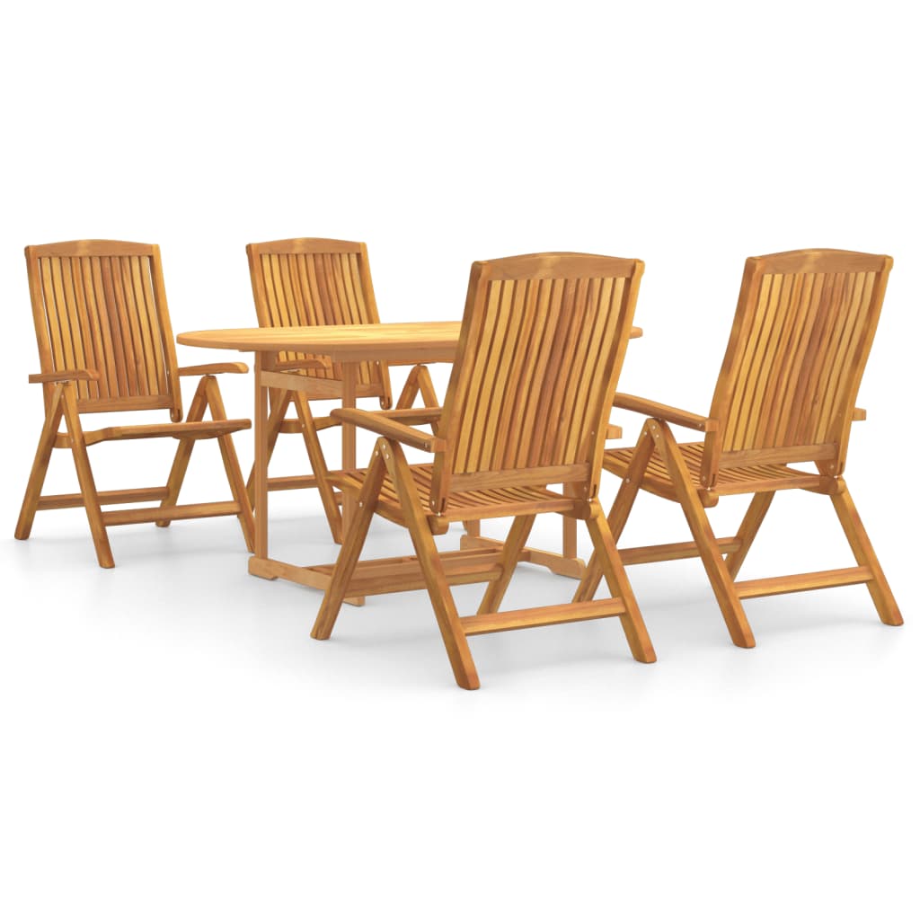 vidaXL 5 Piece Garden Dining Set Solid Wood Teak