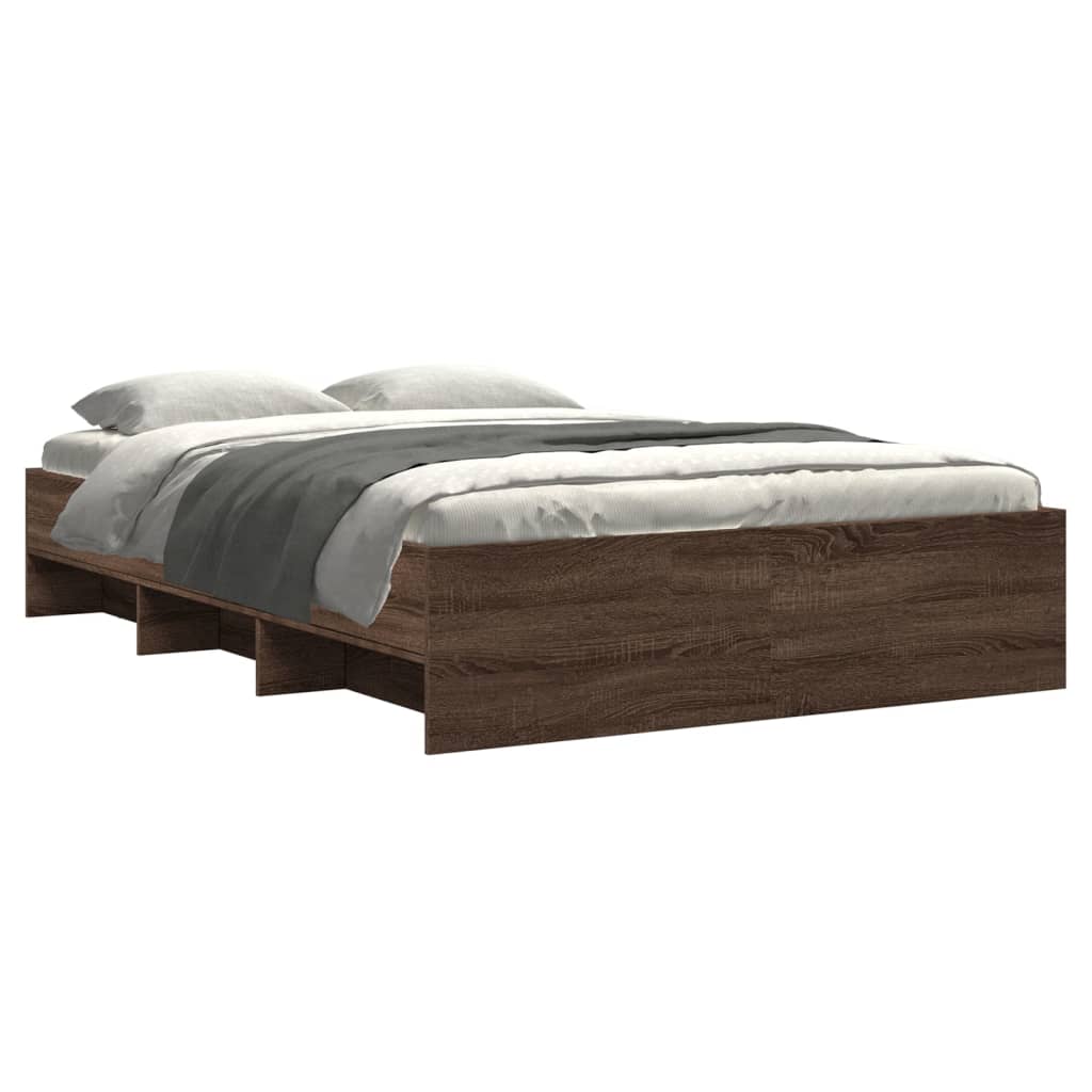 vidaXL Bed Frame without Mattress Brown Oak 140x200 cm Engineered Wood