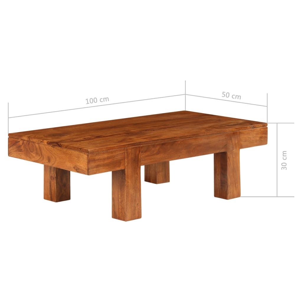 vidaXL Coffee Table Solid Acacia Wood Honey Finish 100x50x30 cm