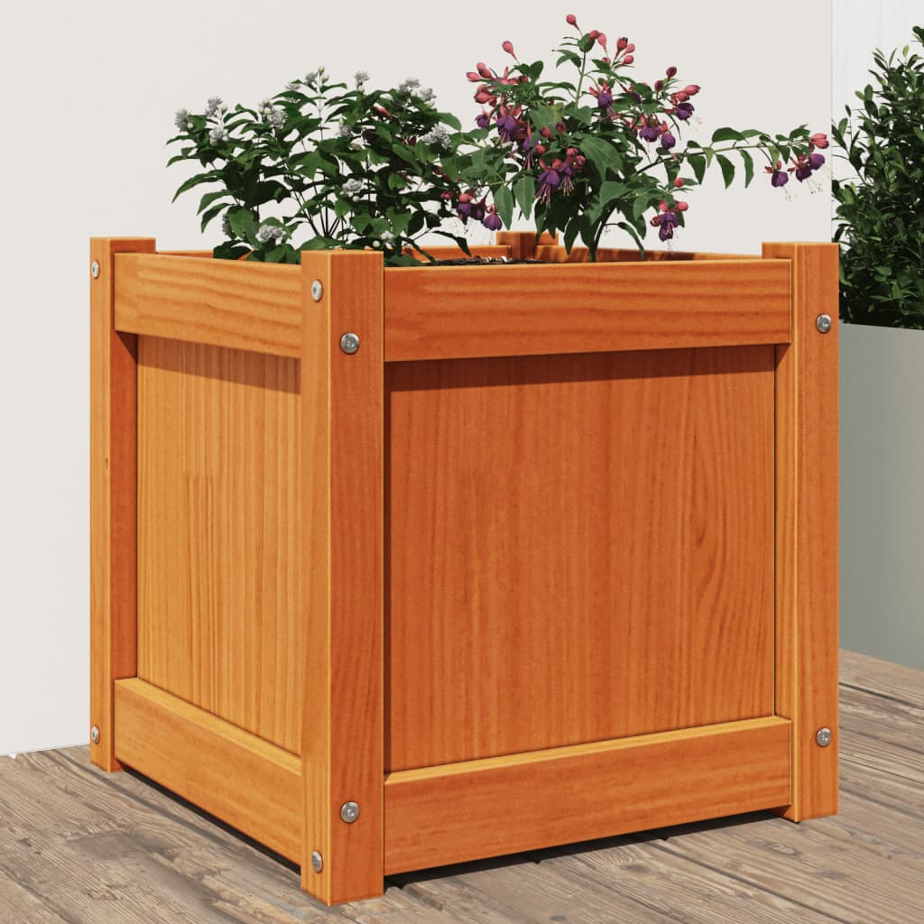 vidaXL Garden Planter Wax Brown 40x40x40 cm Solid Wood Pine