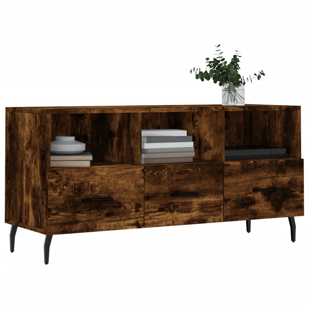 vidaXL TV Cabinet Smoked Oak 102x36x50 cm Engineered Wood