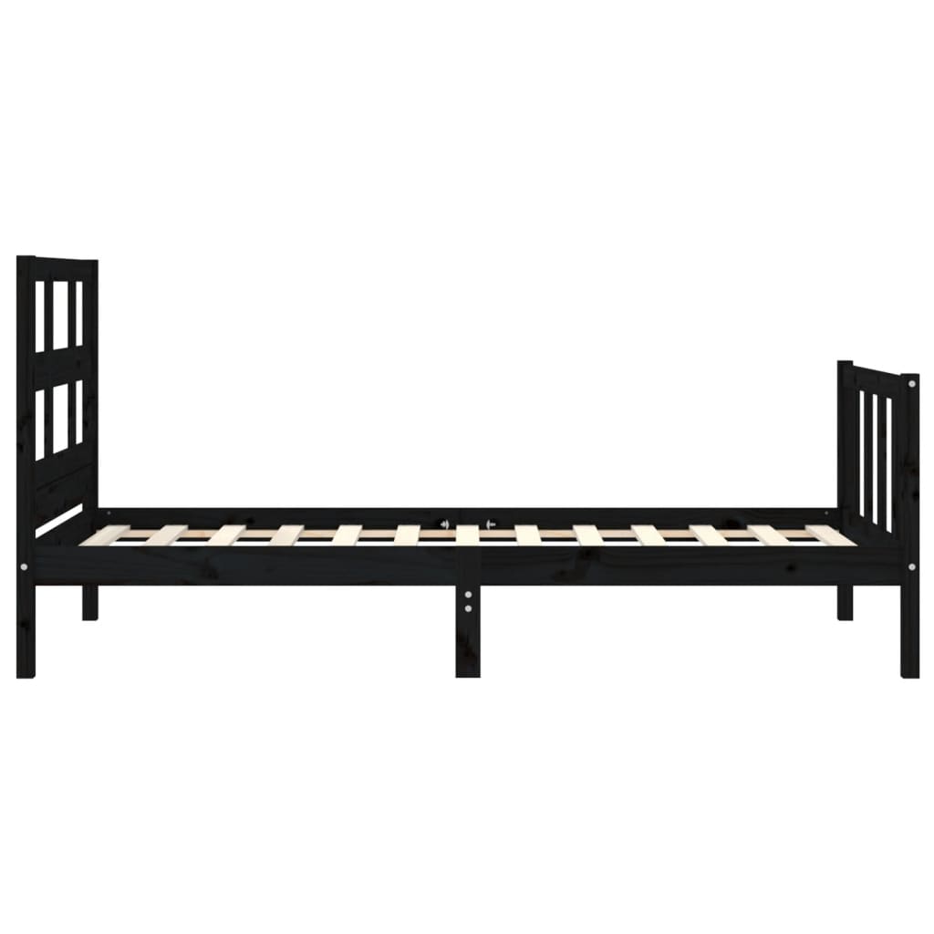 vidaXL Bed Frame without Mattress Black 90x200 cm Solid Wood Pine