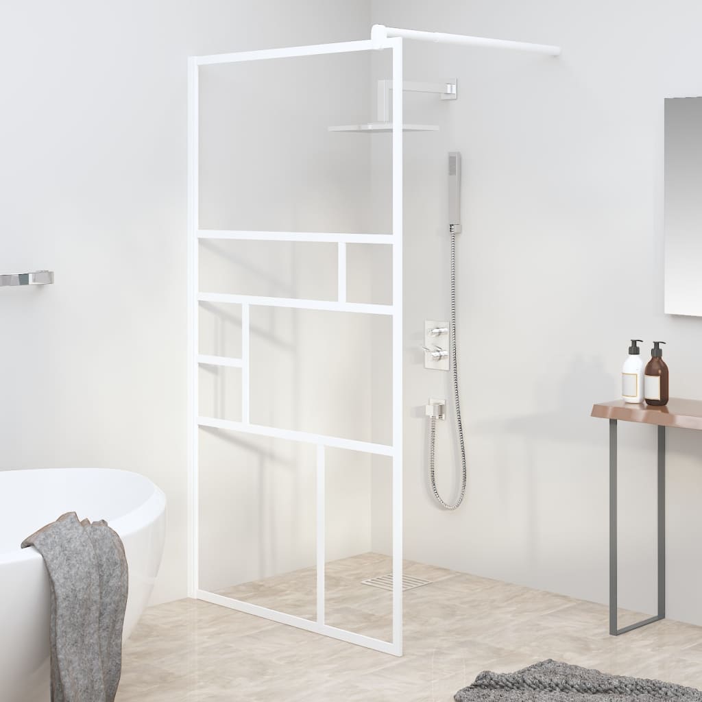 vidaXL Walk-in Shower Wall 100x195 cm ESG Glass White