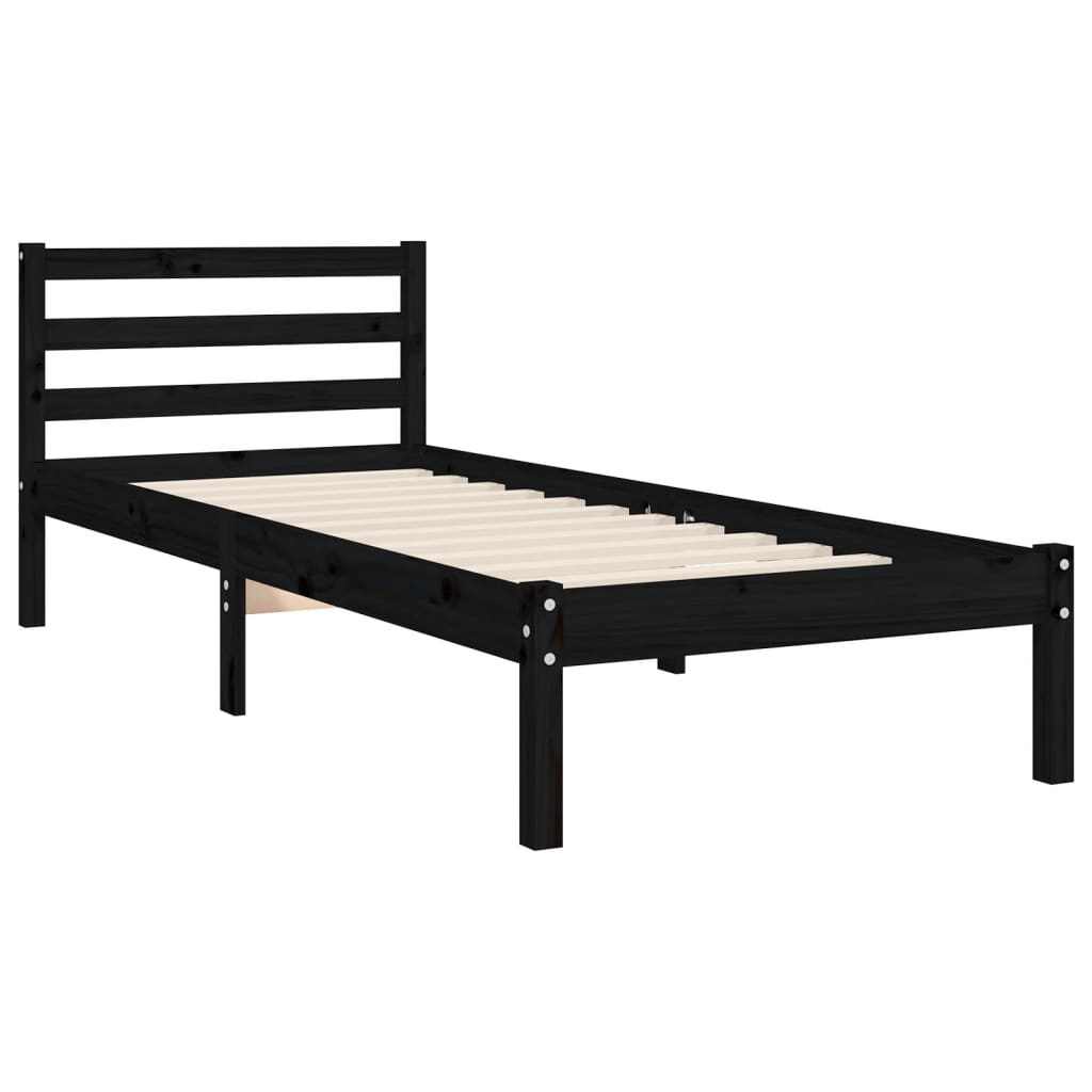 vidaXL Bed Frame without Mattress Black 90x200 cm Solid Wood