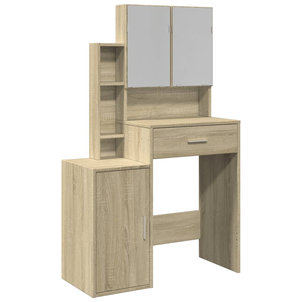 vidaXL Dressing Table with Cabinet Sonoma Oak 80x35x132 cm