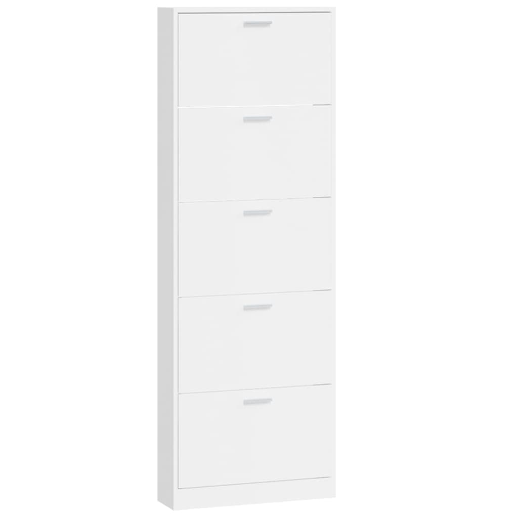 vidaXL Shoe Cabinet High Gloss White 59x17x169 cm Engineered Wood