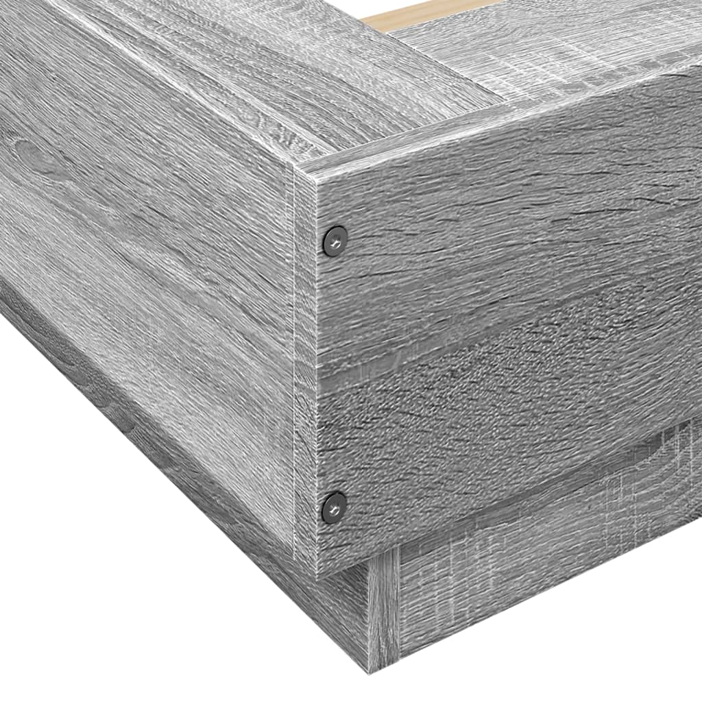 vidaXL Bed Frame with LED Lights Grey Sonoma 140x200cm Engineered Wood