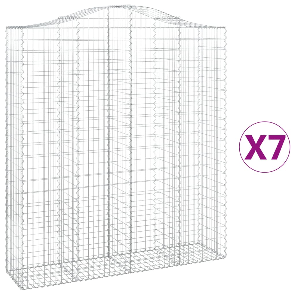 vidaXL Arched Gabion Baskets 7 pcs 200x50x220/240 cm Galvanised Iron