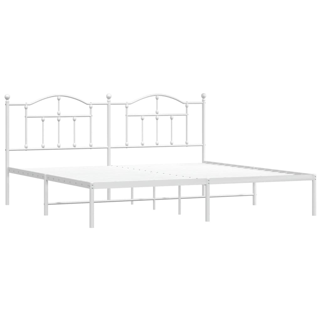 vidaXL Metal Bed Frame without Mattress with Headboard White 193x203 cm