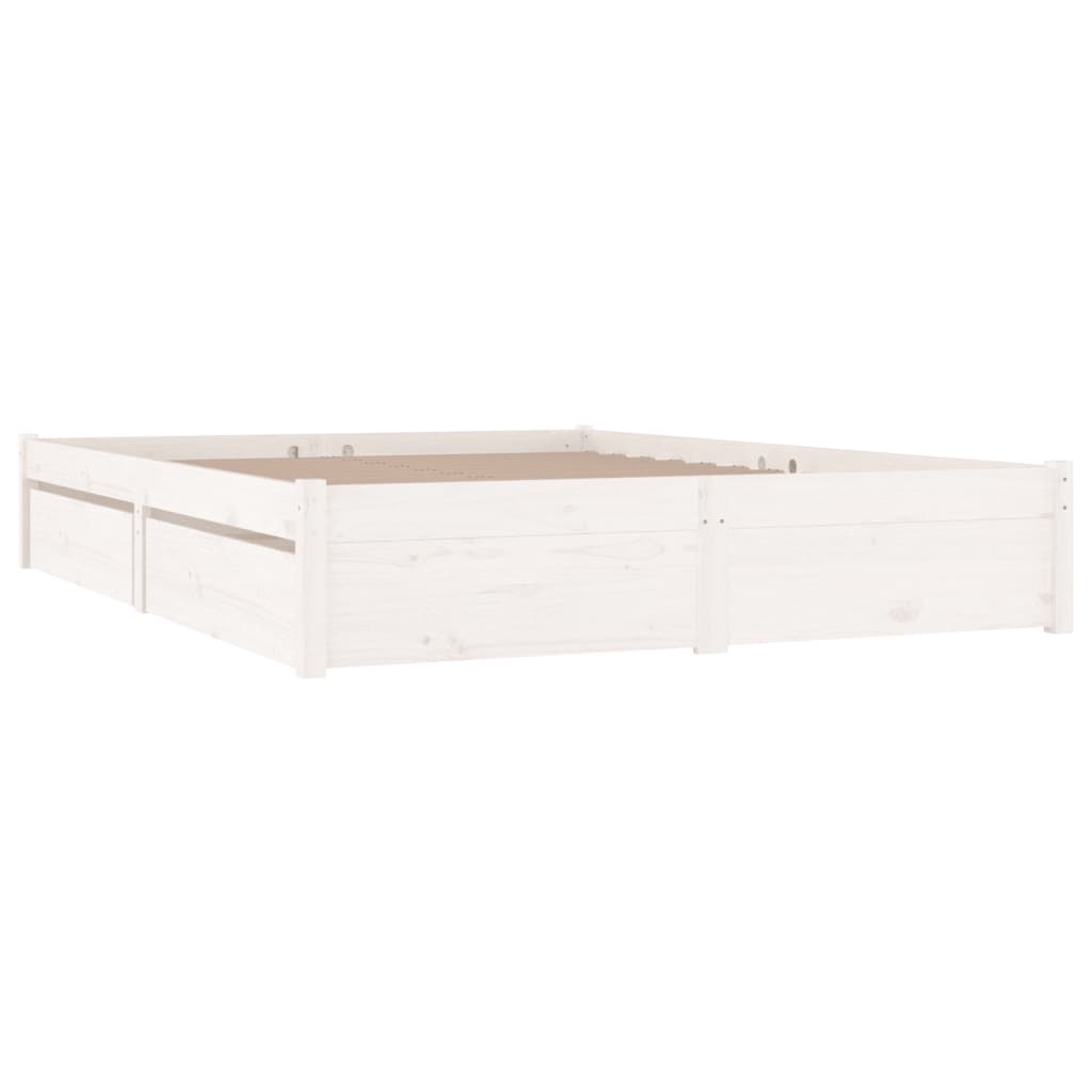 vidaXL Bed Frame without Mattress with Drawers White Super King