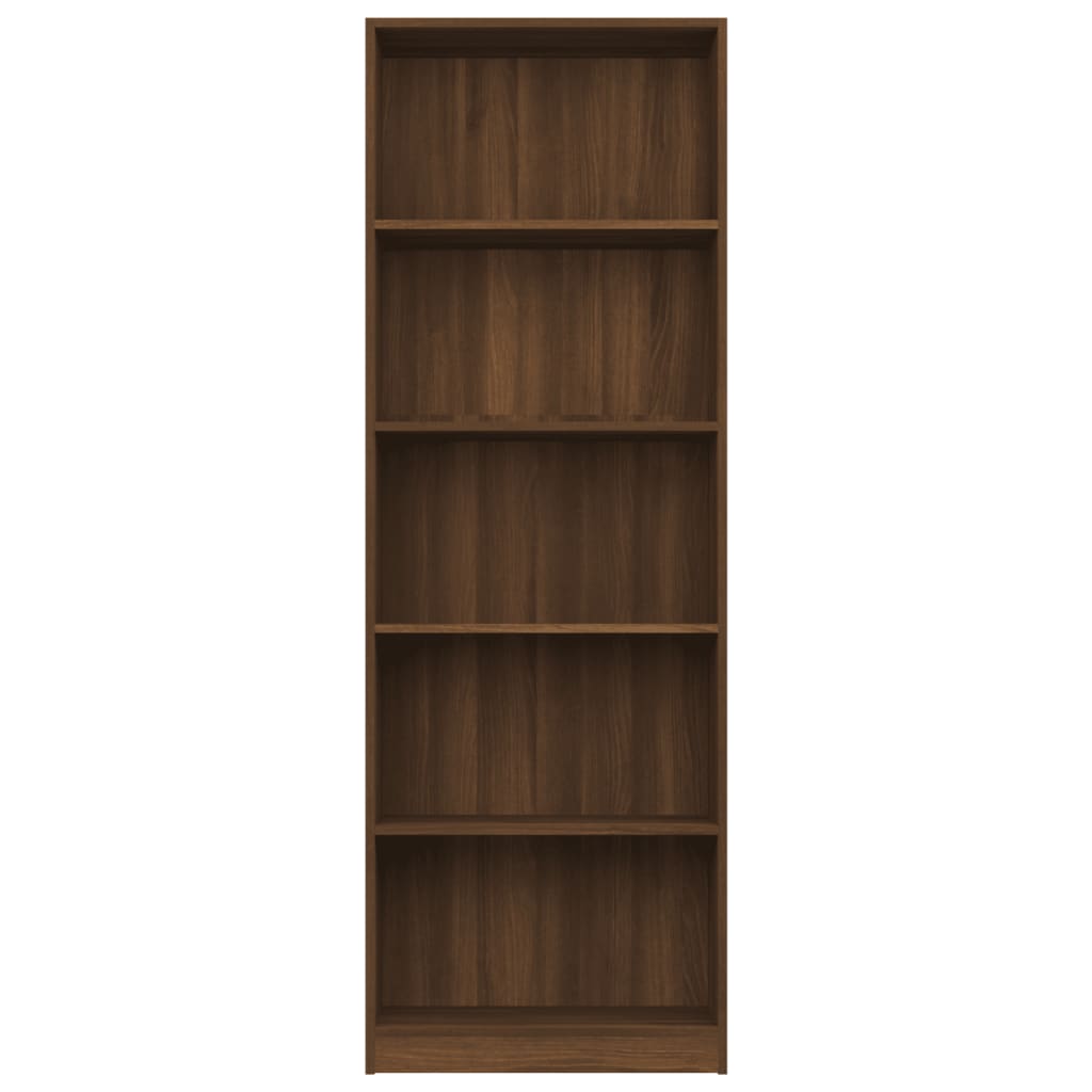 vidaXL 5-Tier Book Cabinet Brown Oak 60x24x175 cm Engineered Wood