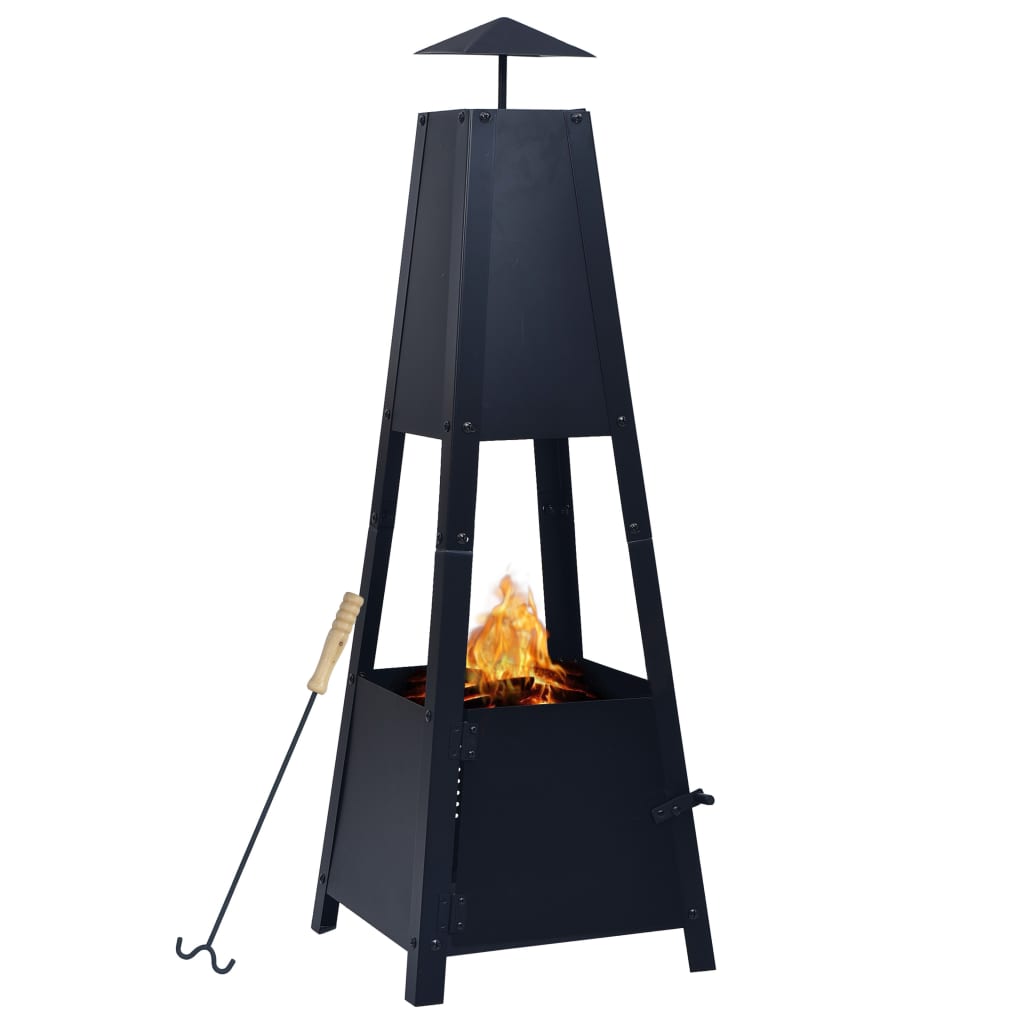 vidaXL Fire Pit Black 35x35x99 cm Steel