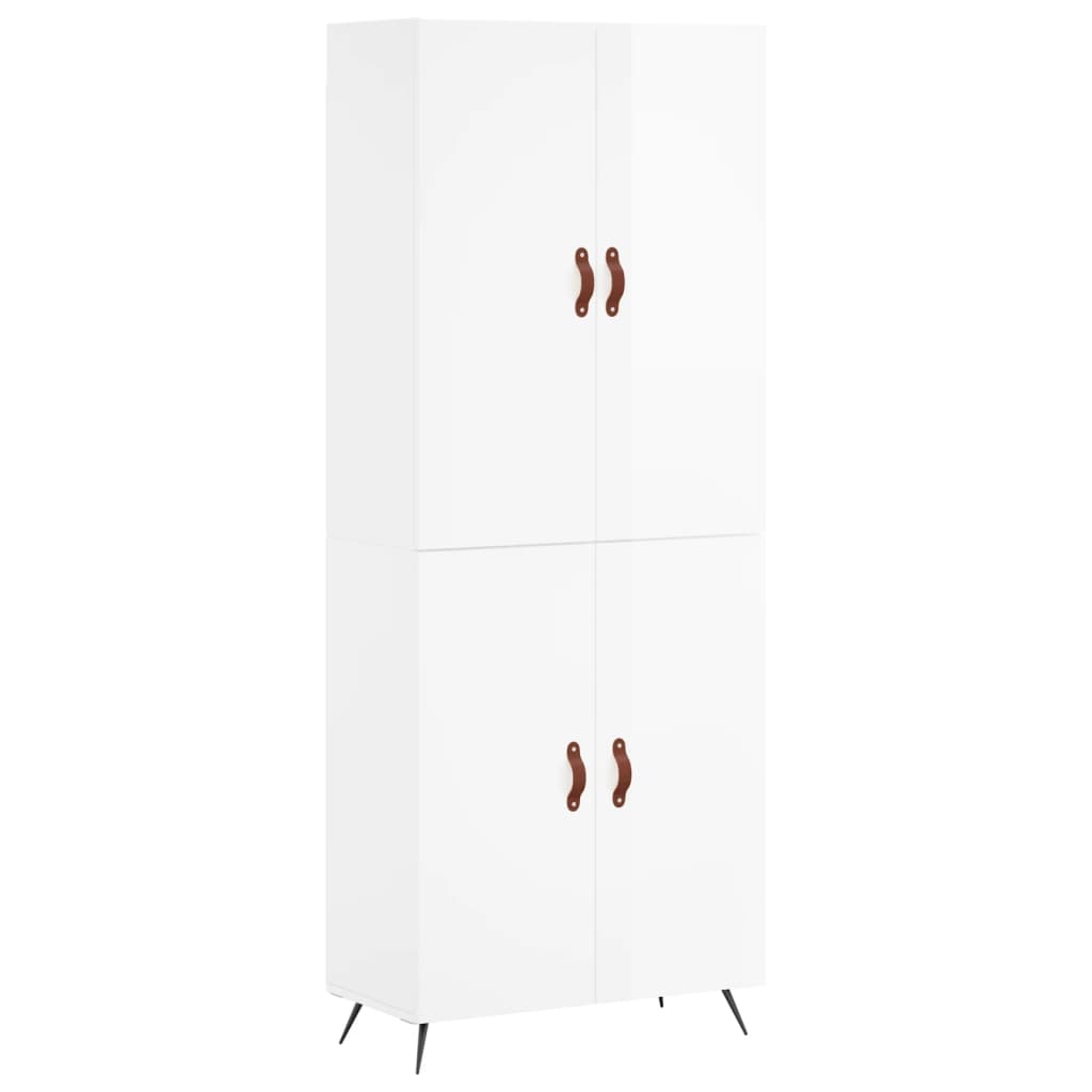 vidaXL Highboard High Gloss White 69.5x34x180 cm Engineered Wood