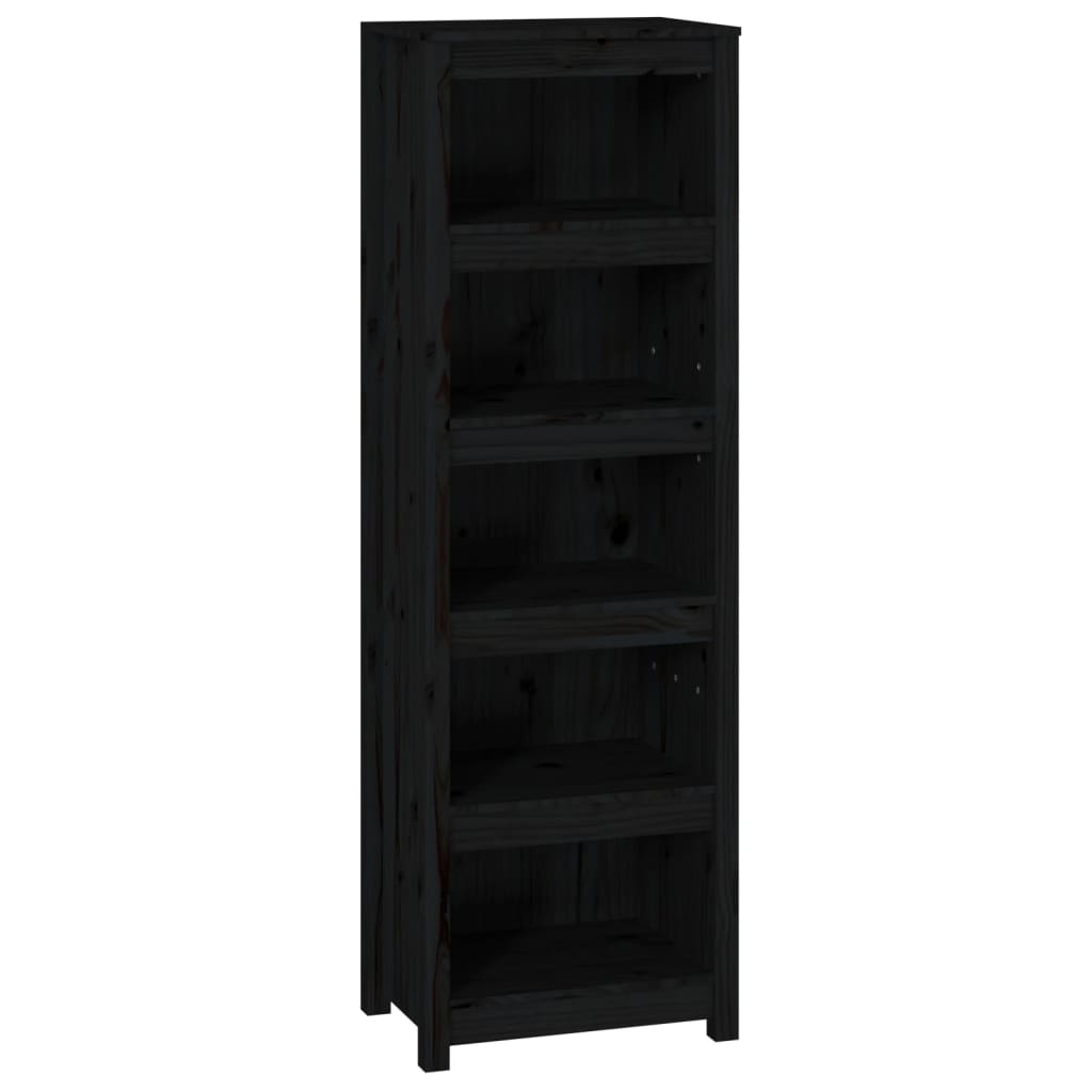 vidaXL Book Cabinet Black 50x35x154 cm Solid Wood Pine