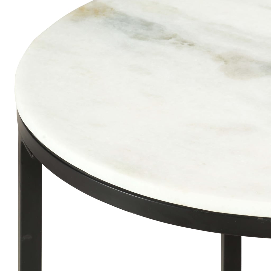 vidaXL Coffee Table White and Black Ø65 cm Real Solid Marble