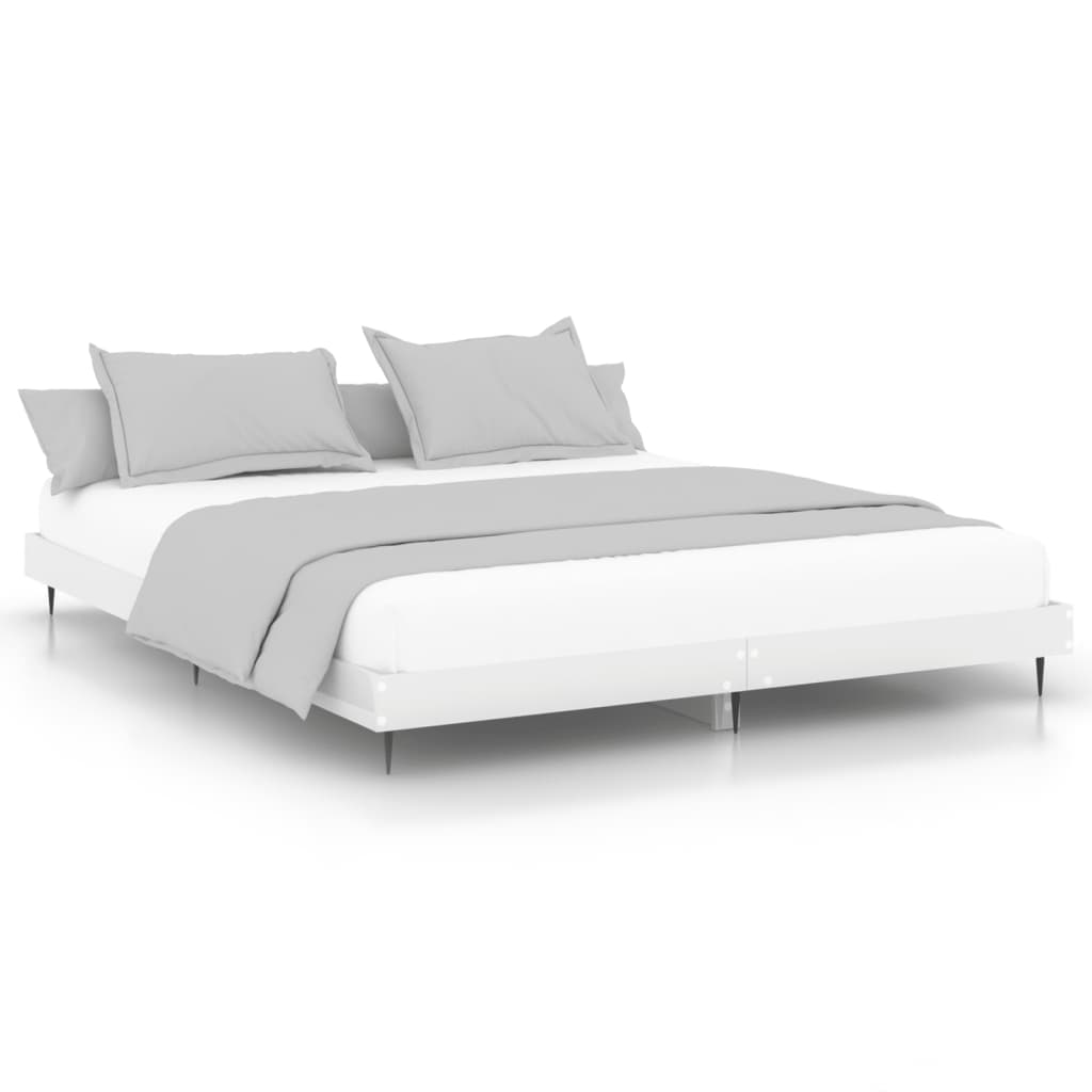 vidaXL Bed Frame without Mattress High Gloss White 180x200 cm Super King