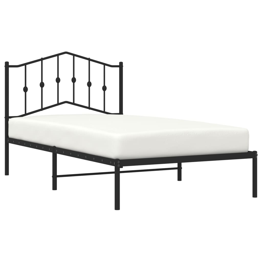 vidaXL Metal Bed Frame without Mattress with Headboard Black 100x190 cm