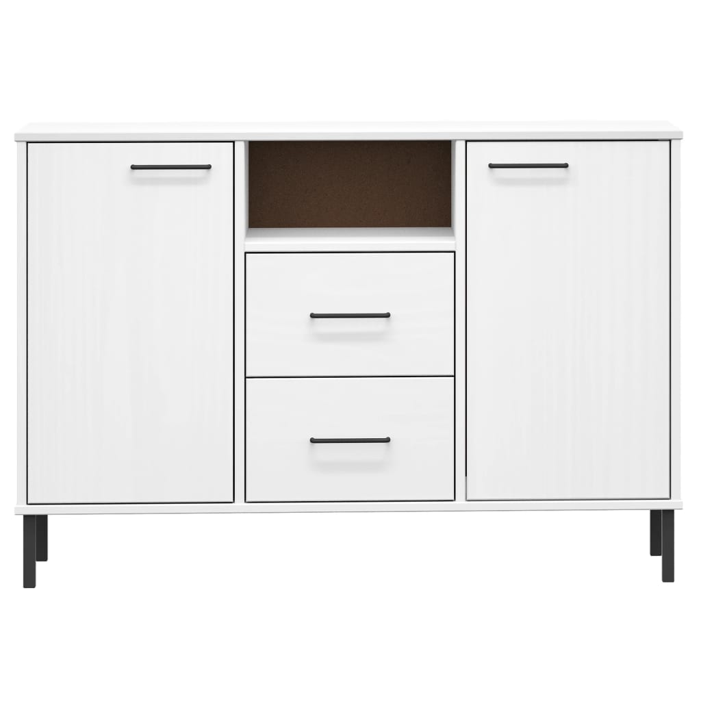 vidaXL Sideboard with Metal Legs White 113x40x77 cm Solid Wood OSLO