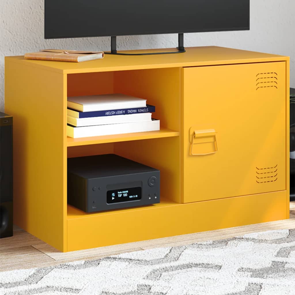 vidaXL TV Cabinet Mustard Yellow 67x39x44 cm Steel