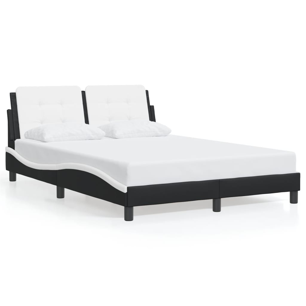 vidaXL Bed Frame without Mattress Black and White 120x200 cm Faux Leather