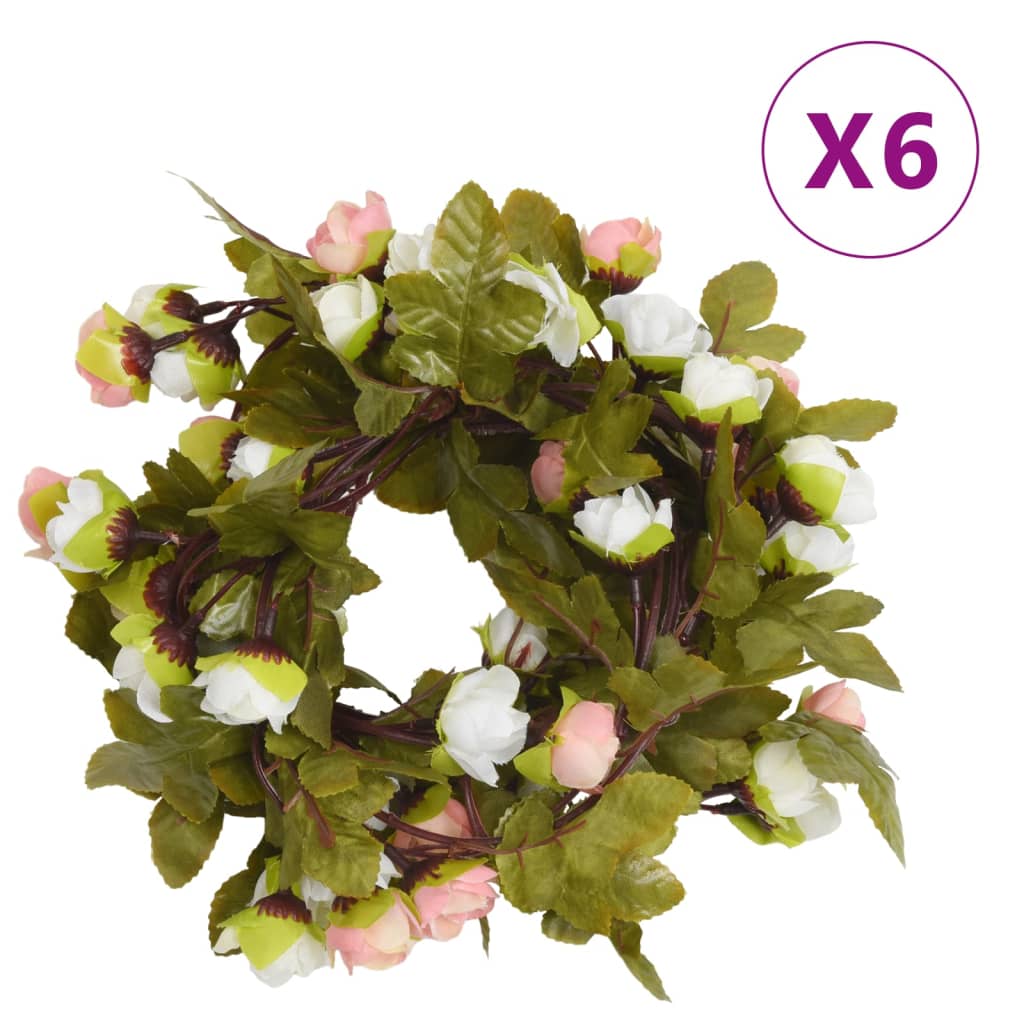 vidaXL Christmas Flower Garlands 6 pcs Champagne 215 cm