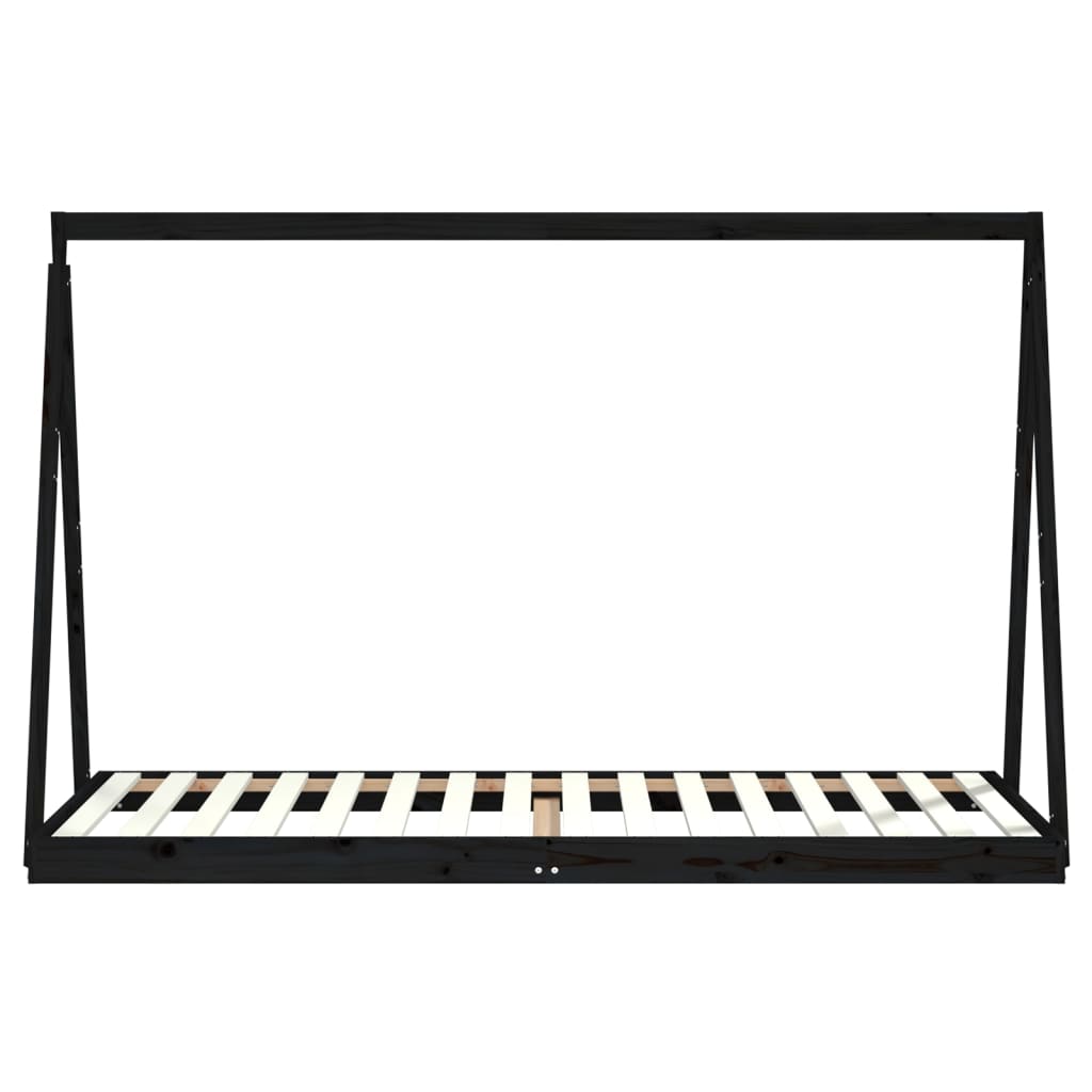 vidaXL Kids Bed Frame Black 90x200 cm Solid Wood Pine