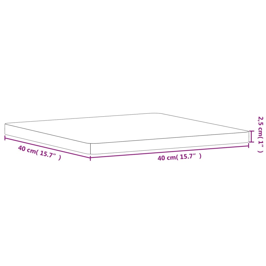 vidaXL Table Top 40x40x2.5 cm Square Solid Wood Beech