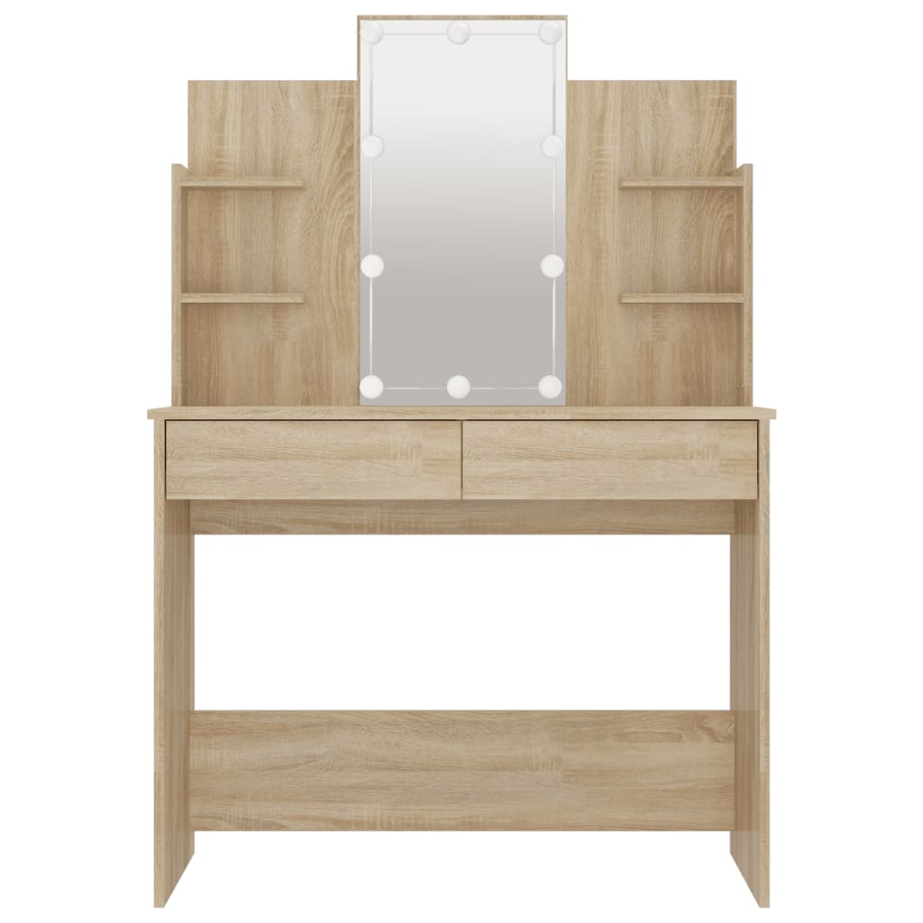 vidaXL Dressing Table with LED Sonoma Oak 96x40x142 cm