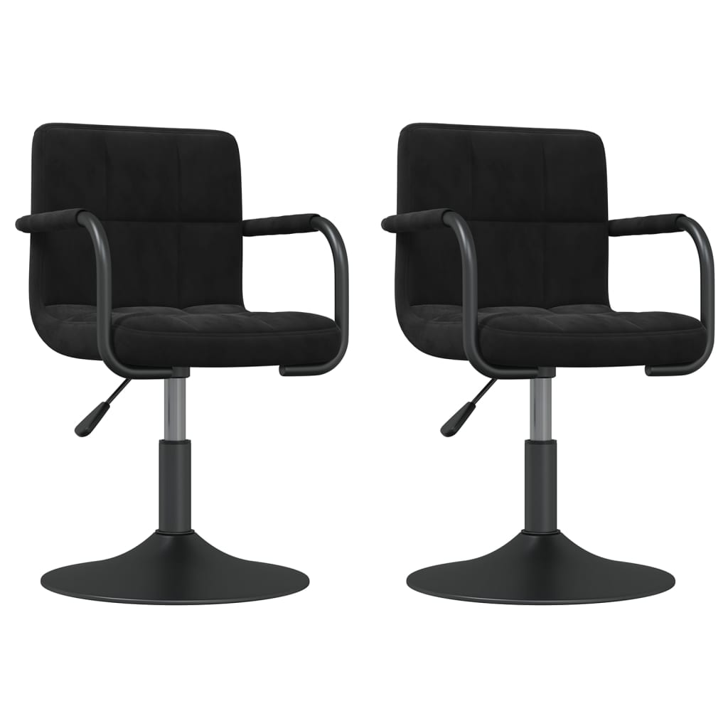 vidaXL Swivel Dining Chairs 2 pcs Black Velvet