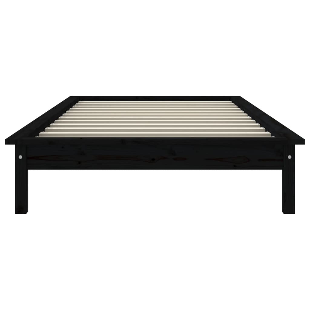 vidaXL Bed Frame without Mattress Black Single Solid Wood