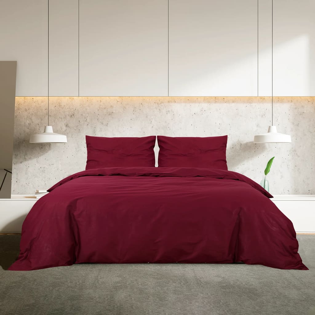 vidaXL Duvet Cover Set Bordeaux 140x200 cm Light-weight Microfiber