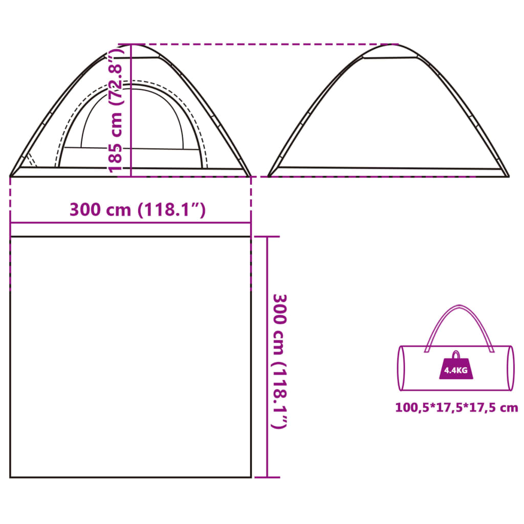 vidaXL Camping Tent 5-Person Grey and Orange Quick Release