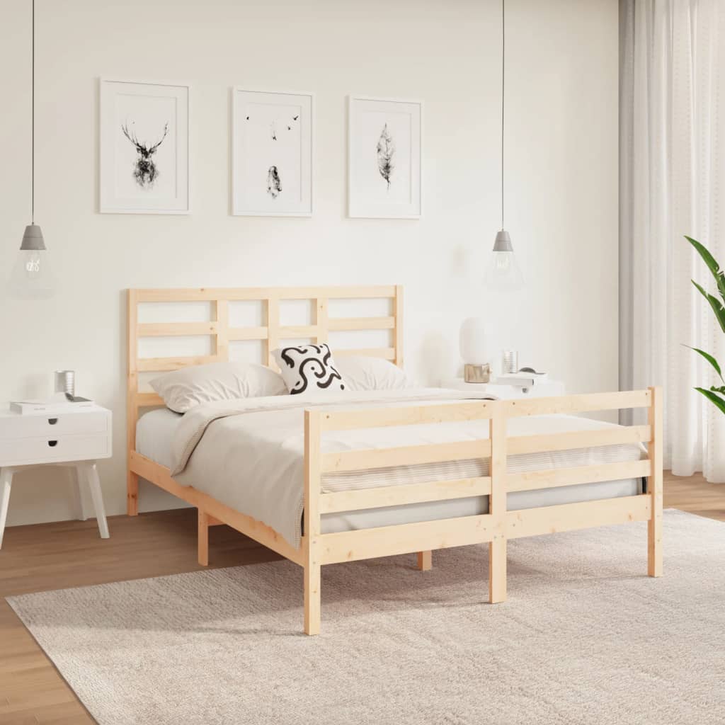 vidaXL Bed Frame without Mattress Solid Wood 120x190 cm Small Double