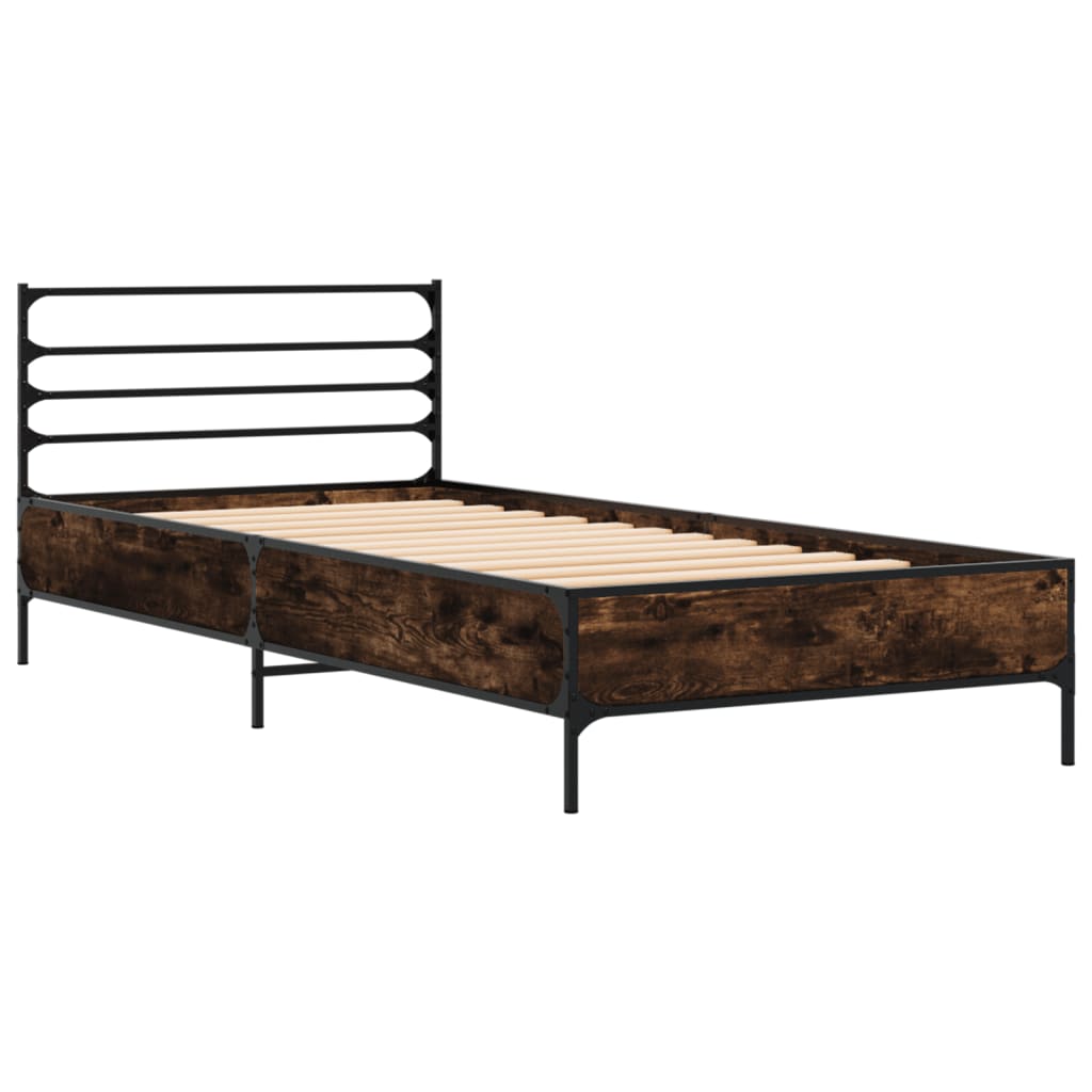 vidaXL Bed Frame without Mattress Smoked Oak 100x200 cm