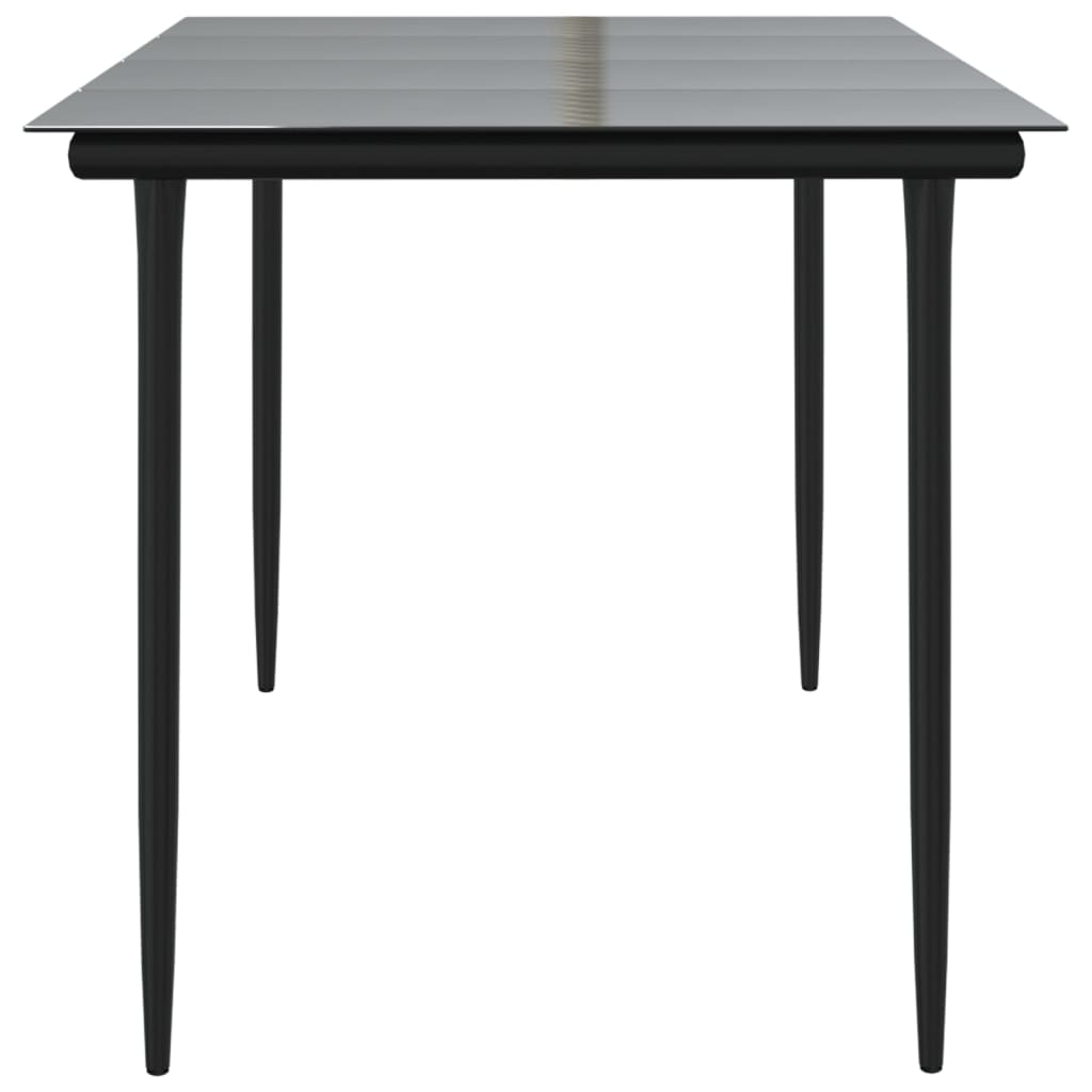 vidaXL Garden Dining Table Black 160x80x74cm Steel and Tempered Glass