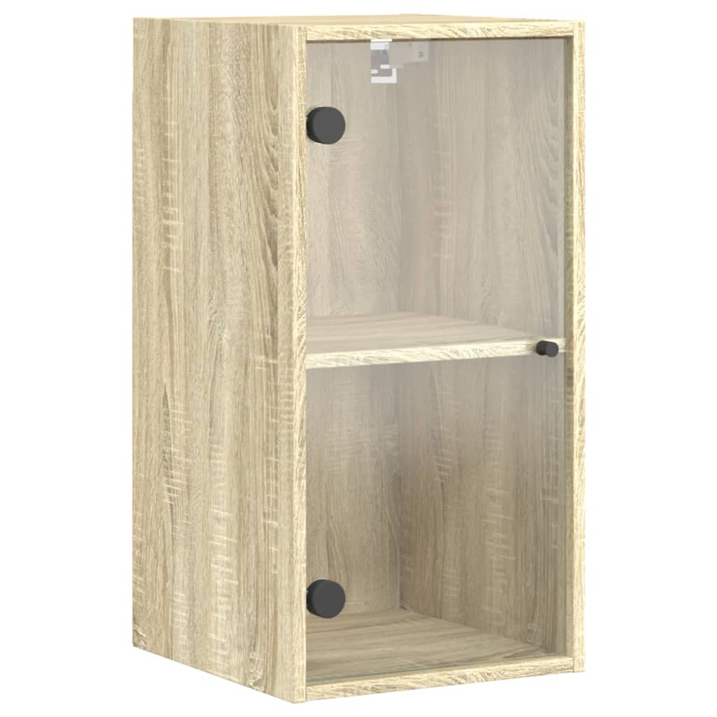 vidaXL Wall Cabinet with Glass Doors Sonoma Oak 35x37x68.5 cm