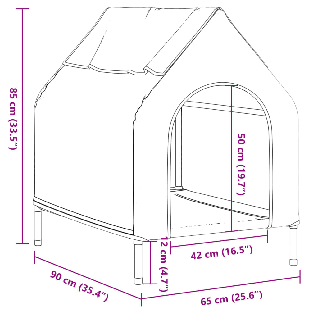 vidaXL Dog House Light Grey Oxford Fabric and Steel