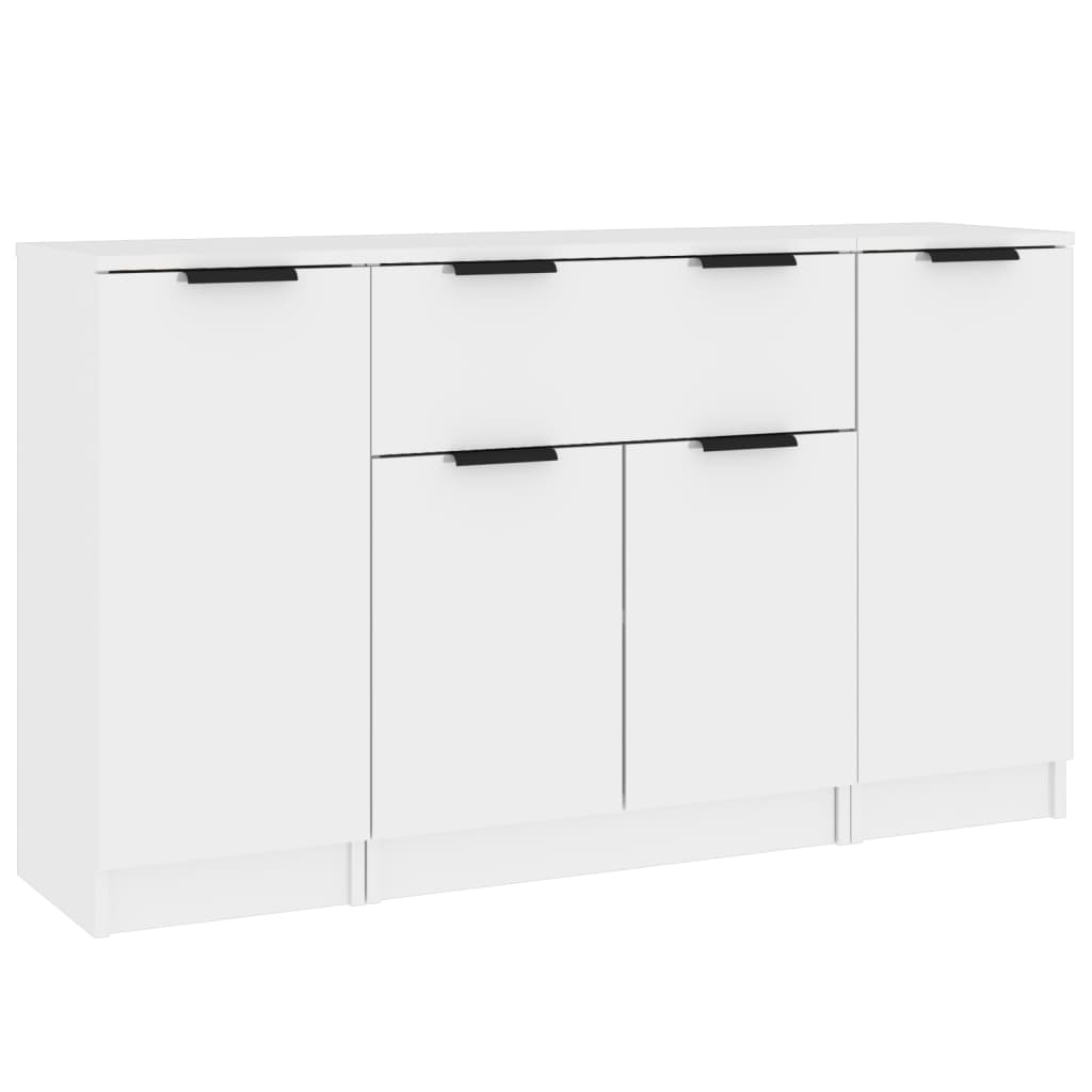 vidaXL Sideboards 3 pcs High Gloss White Engineered Wood